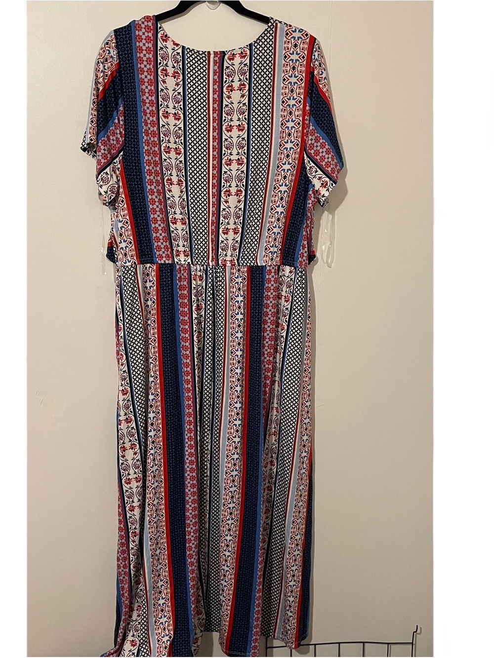 Lane Bryant Blue Red White Patterned Midi Maxi Dress V Neck Knot New Size 22 24 - Picture 4 of 4